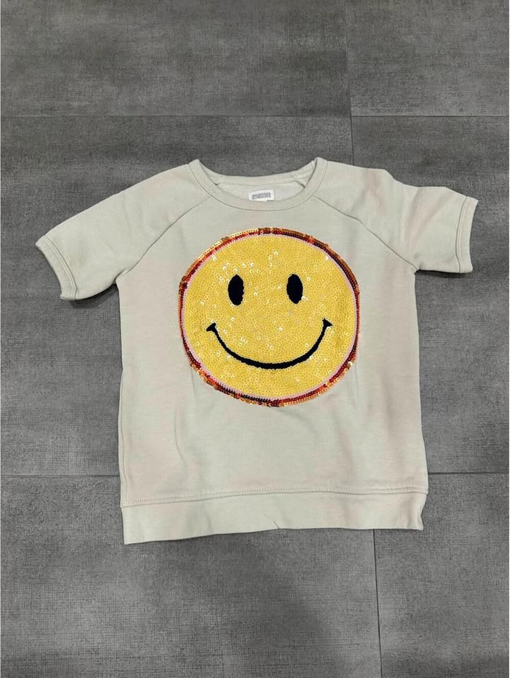 5/6 • Gymboree Sequin Smiley Face Short Sleeve Sweatshirt